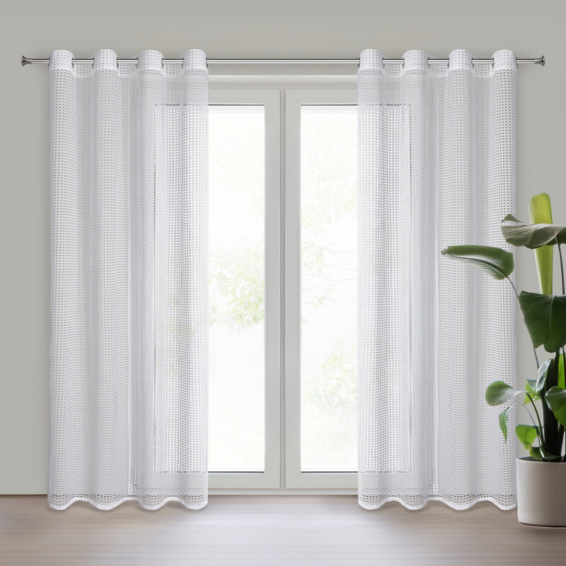 Firana gotowa siatka biała 140 x 250 cm – rozprasza światło