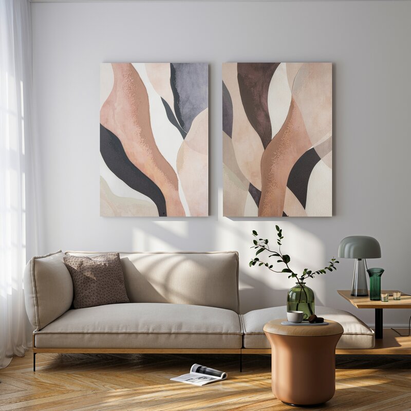 Obraz ręcznie malowany beżowy 60 X 80 cm – wprowadza spokój do wnętrza