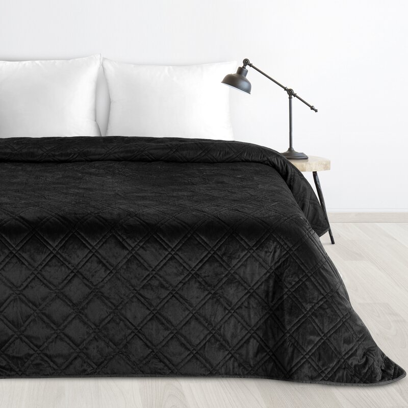 Narzuta velvet Luiz czarna 170 x 210 cm – dodaje szyku