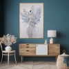 Obraz ręcznie malowany Kwiaty i Pióra biały 80 X 120 cm – harmonia i spokój