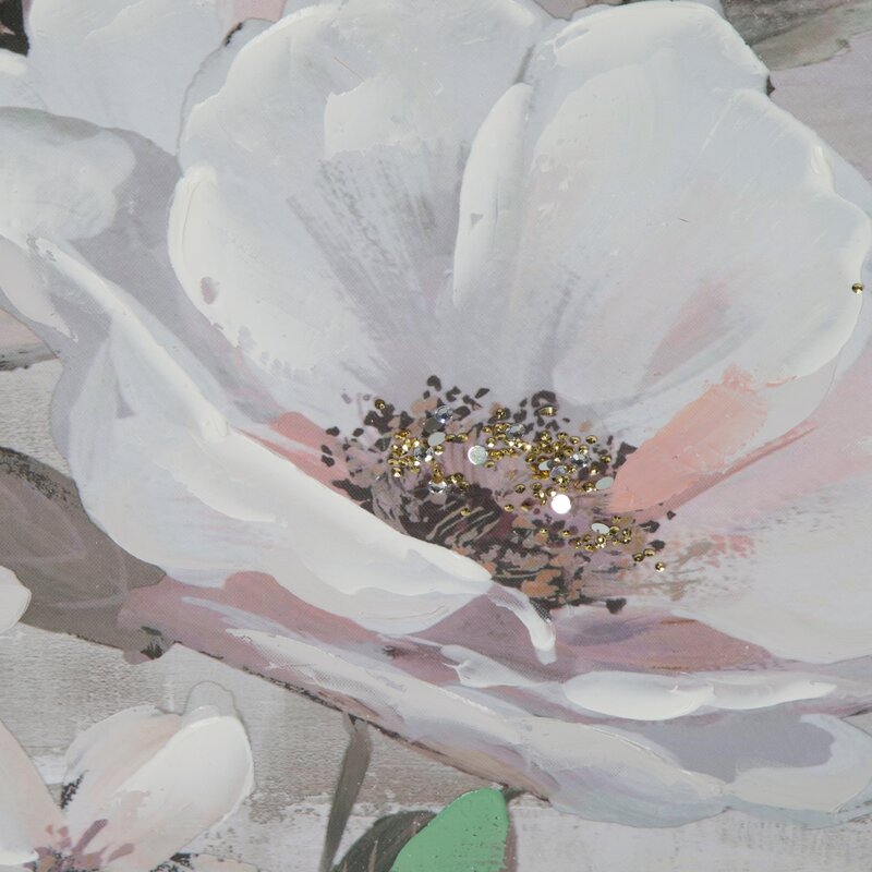 Obraz ręcznie malowany kwiatowy beżowy 60 X 120 cm – wprowadza harmonię