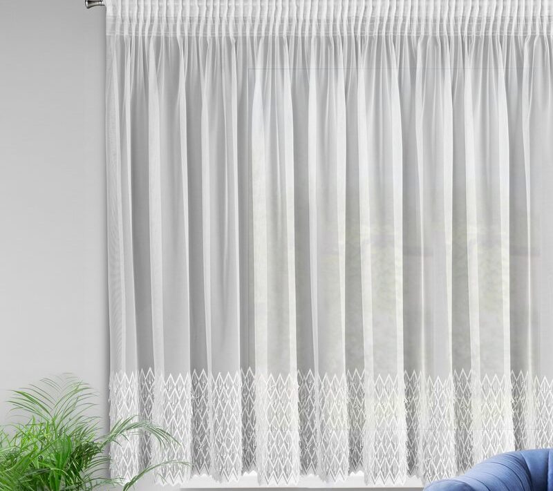 Firana gotowa Amy na taśmie biała 300 X 150 cm – rozjaśnia wnętrze