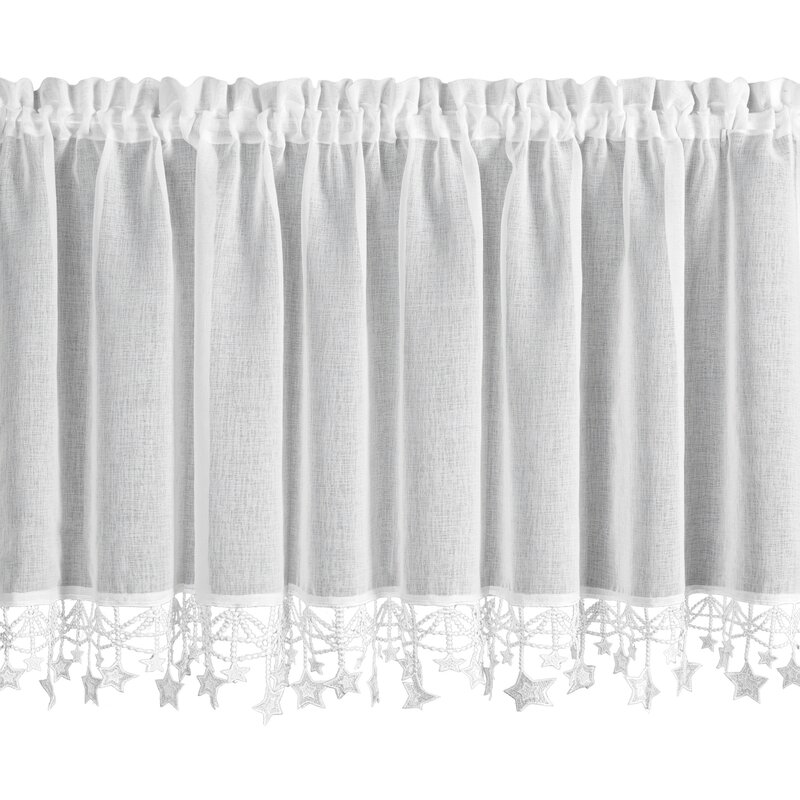 Zasłona świąteczna BIAŁA 150x60 cm – gotowa do zawieszenia