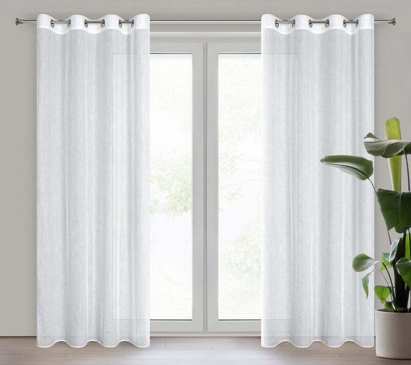 Firana gotowa deszczyk biała 140 x 250 cm – rozprasza światło