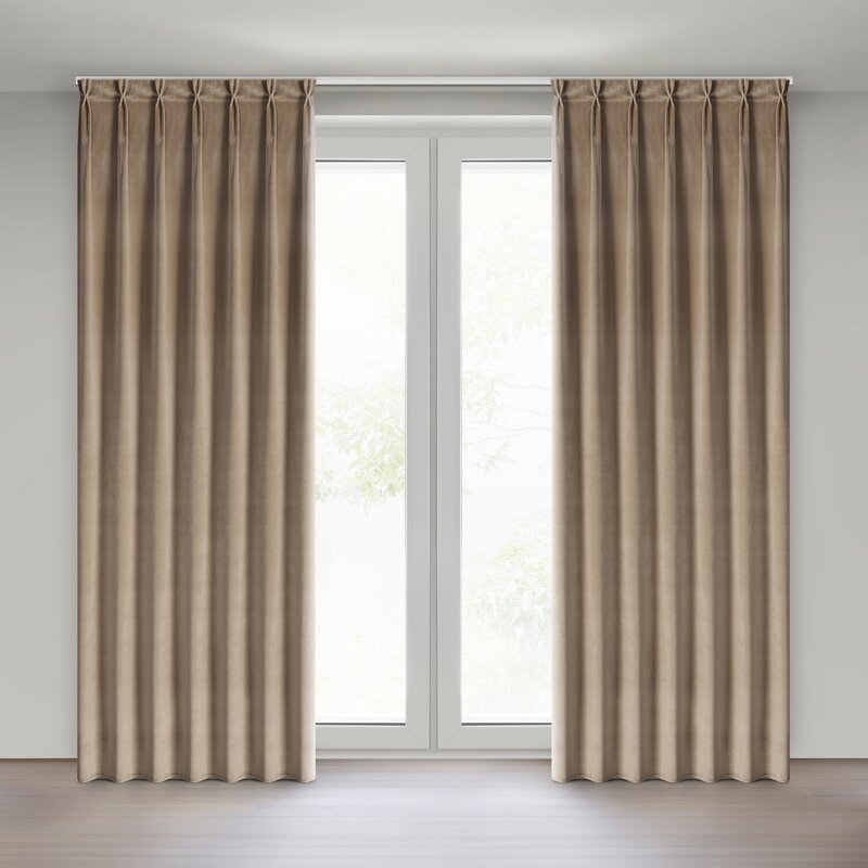Zasłona gotowa welurowa ciemnobeżowa 80 x 270 cm – wprowadza przytulność