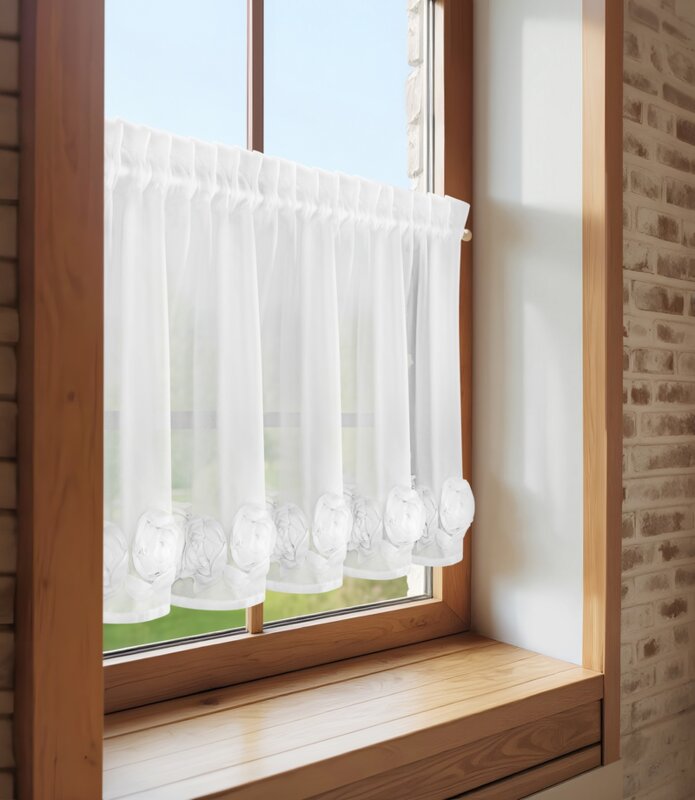 Zasłona gotowa Eva Minge biała 150 x 40 cm – ożywi Twoje okno