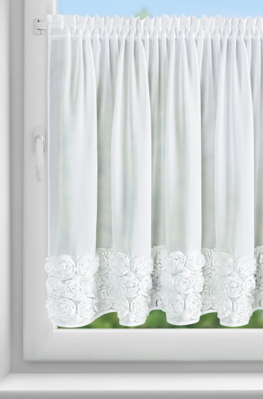 Zasłona gotowa Roses 11 biała 150 X 90 CM – subtelnie filtruje światło