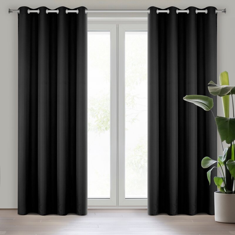 Zasłona gotowa Oxford czarna 140 x 250 cm – łatwa w prasowaniu