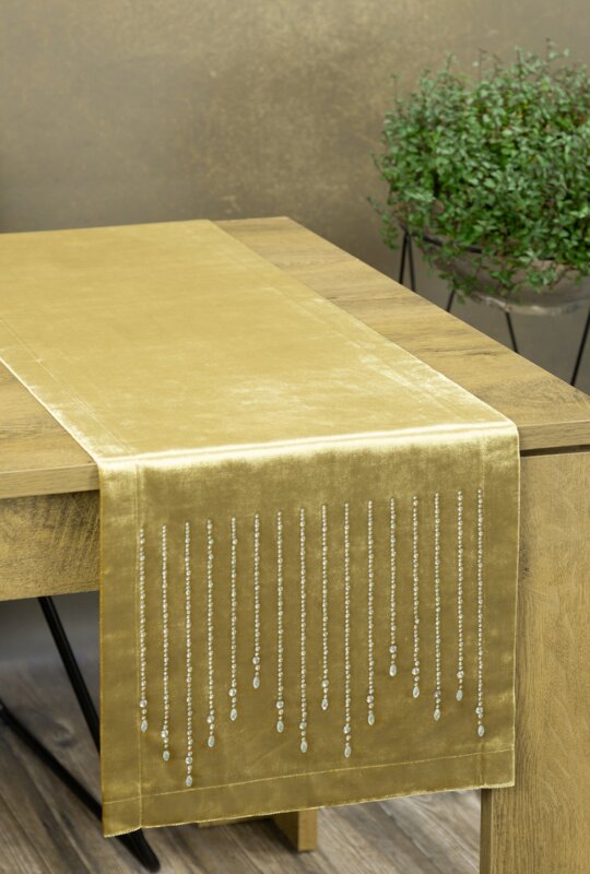 Obrus velvet ROYAL 3 złoty 35 x 140 cm – doda blasku stołowi
