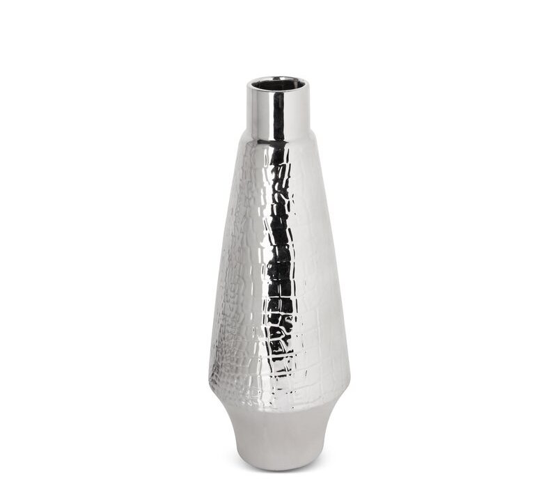 Wazon ceramiczny Erna srebrny fi 14 x 39 cm – idealny na kwiaty