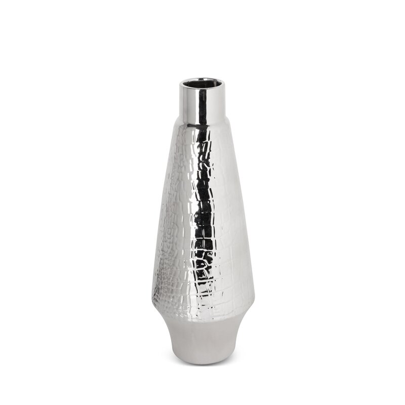 Wazon ceramiczny Erna srebrny fi 14 x 39 cm – idealny na kwiaty