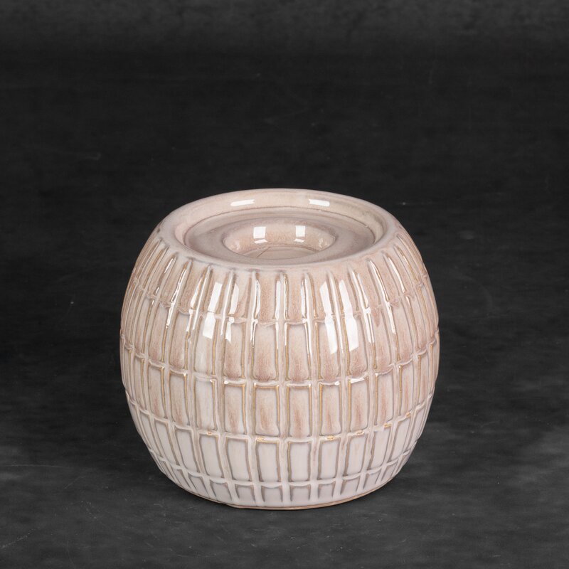 Świecznik ceramiczny Edna kremowy 13 x 11 cm – tworzy przytulną atmosferę