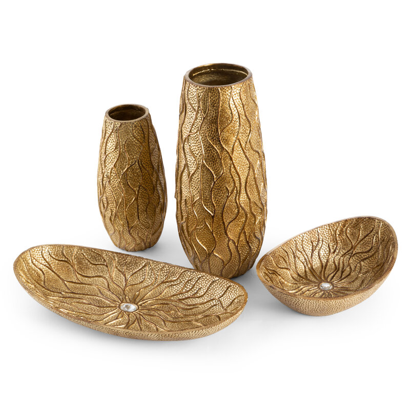 Patera dekoracyjna Kiara złota 38 x 18 x 6 cm – doda blasku wnętrzu