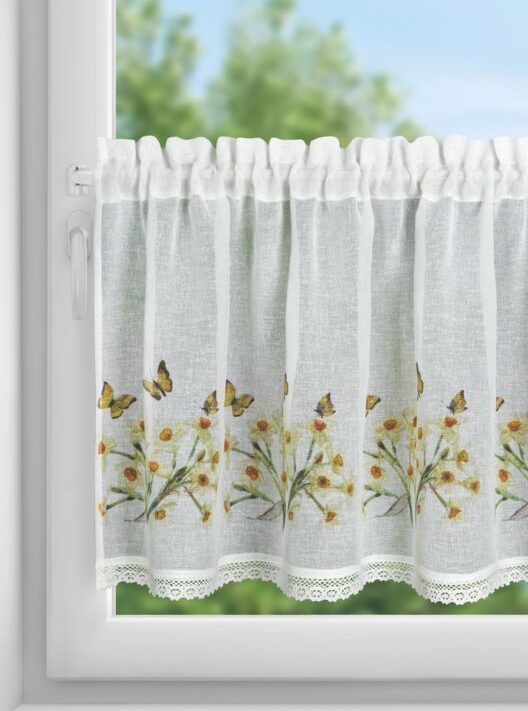 Firana gotowa Flora biały 150 x 60 cm – doda uroku kuchni
