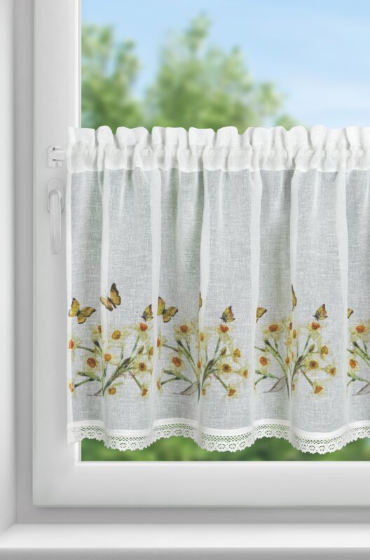 Firana gotowa Flora biały 150 x 60 cm – doda uroku kuchni