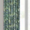 Zasłona gotowa Klara zielona 140 X 250 cm – welwetowy wzór liści