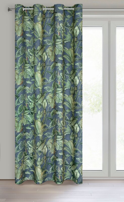 Zasłona gotowa Klara zielona 140 X 250 cm – welwetowy wzór liści