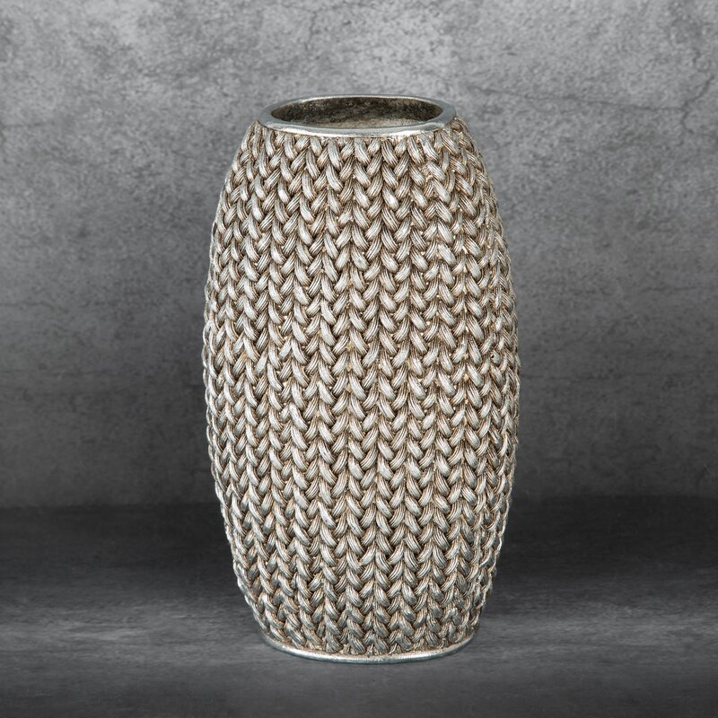 Wazon ceramiczny Moli srebrny 16 x 12 x 27 cm – na suszone kwiaty