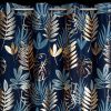 Zasłona gotowa RINA granatowa 140 X 250 cm – z motywem botanicznym