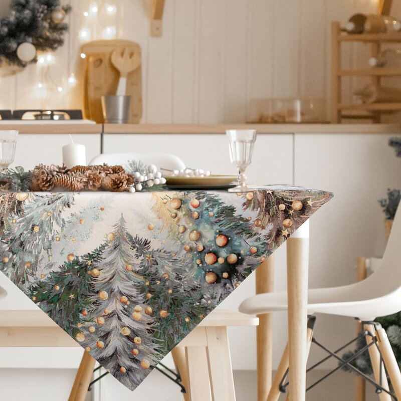 Obrus gobelinowy świąteczny naturalny 100x100 cm – trwały i elegancki