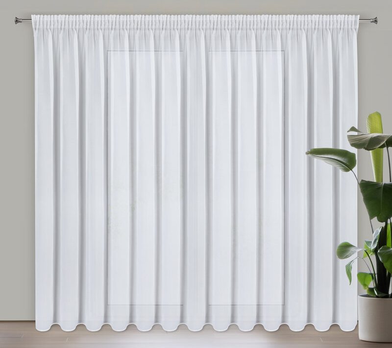 Firana gotowa szyfon Arleta biała 350 x 270 cm – delikatnie przepuszcza światło