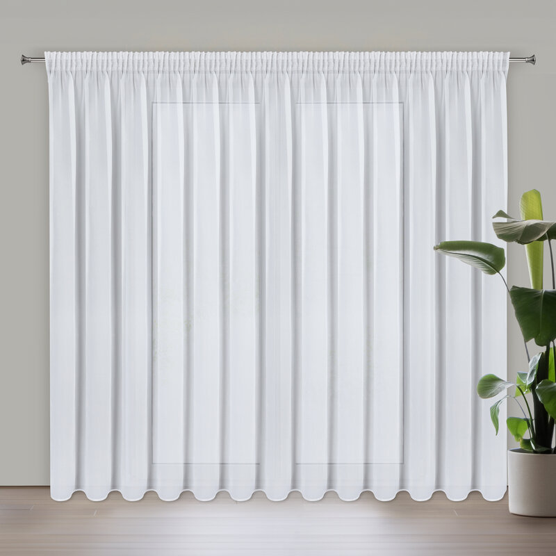 Firana gotowa szyfon Arleta biała 350 x 270 cm – delikatnie przepuszcza światło