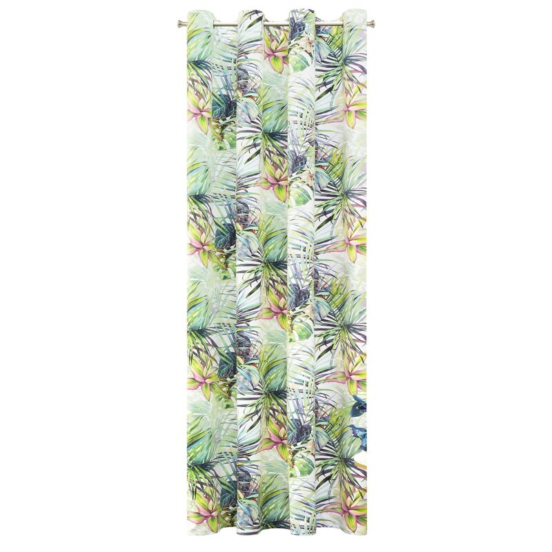 Zasłona gotowa Rommy biała 140 X 250 CM – welwetowa z tropikalnym wzorem