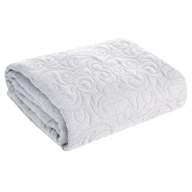 Narzuta len srebrna 170 x 210 cm – dodaje elegancji sypialni