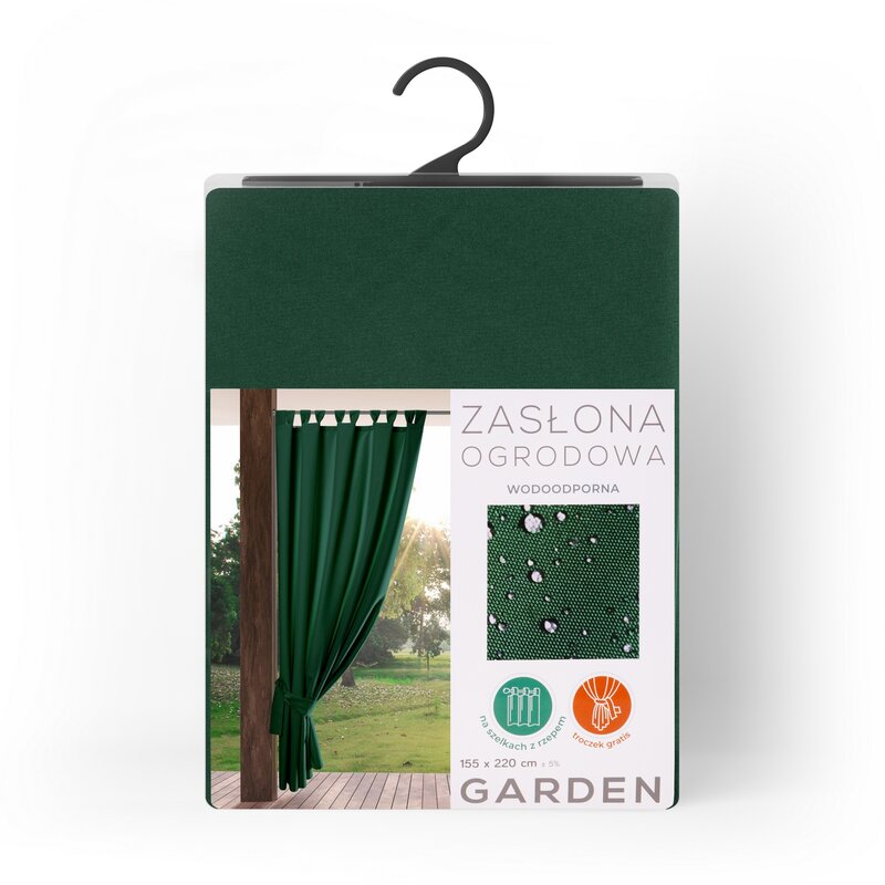Zasłona gotowa Garden na szelkach ciemnozielona 155 X 260 CM – na taras i balkon