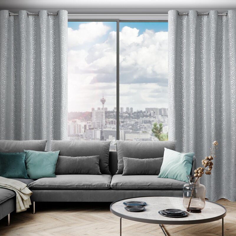 Zasłona gotowa SEMI srebrna 140 X 250 CM – rozświetla wnętrze