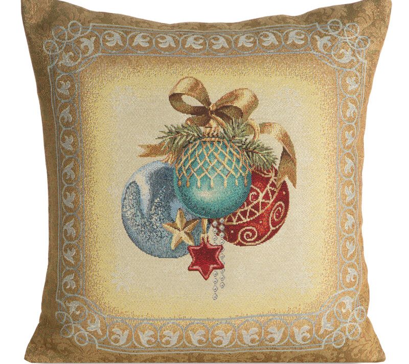 Poszewka gobelinowa świąteczna złota 45x45 cm – elegancka dekoracja