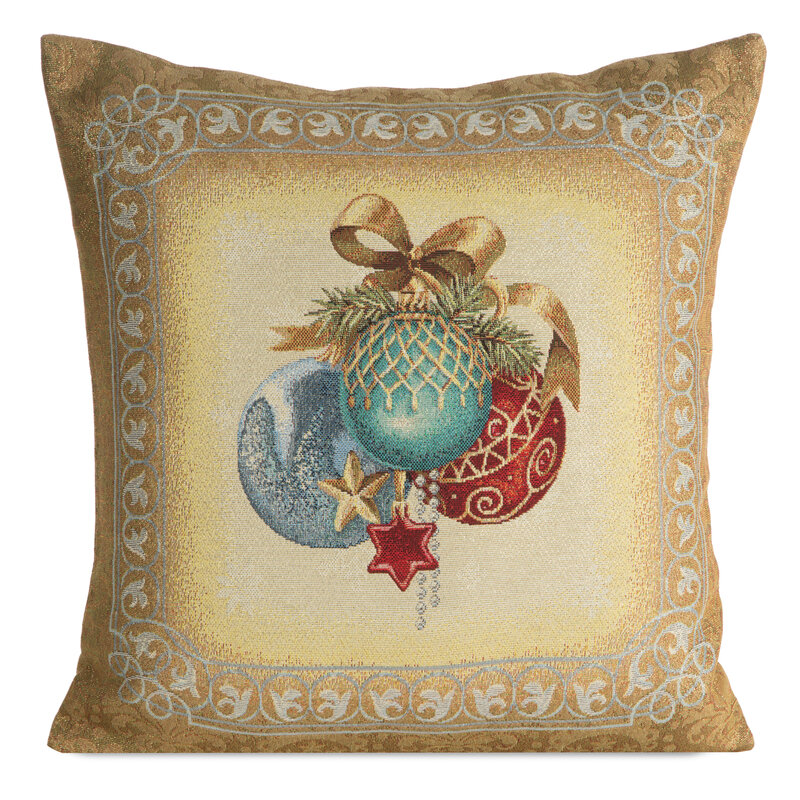 Poszewka gobelinowa świąteczna złota 45x45 cm – elegancka dekoracja