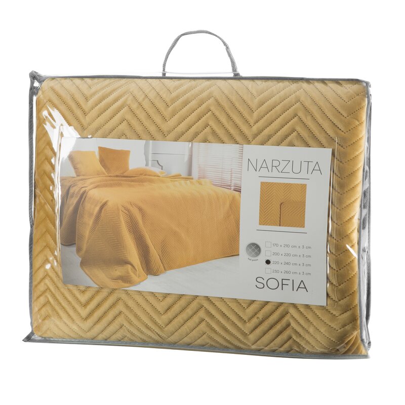 Narzuta Velvet musztardowa 220 x 240 cm – miękka i stylowa