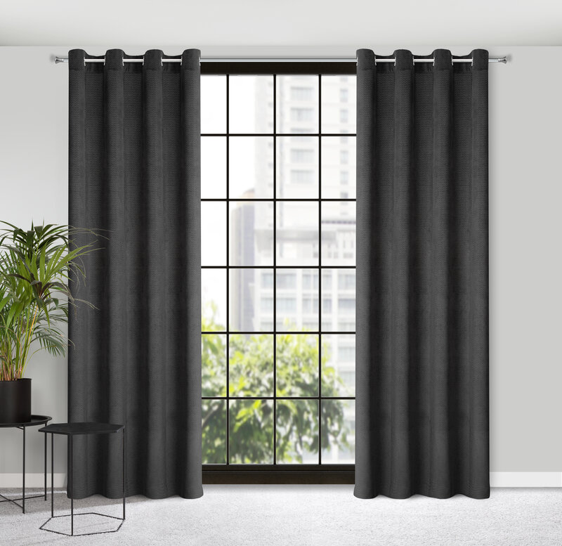 Zasłona gotowa Eliza czarna 140 X 250 cm – welwetowa do salonu