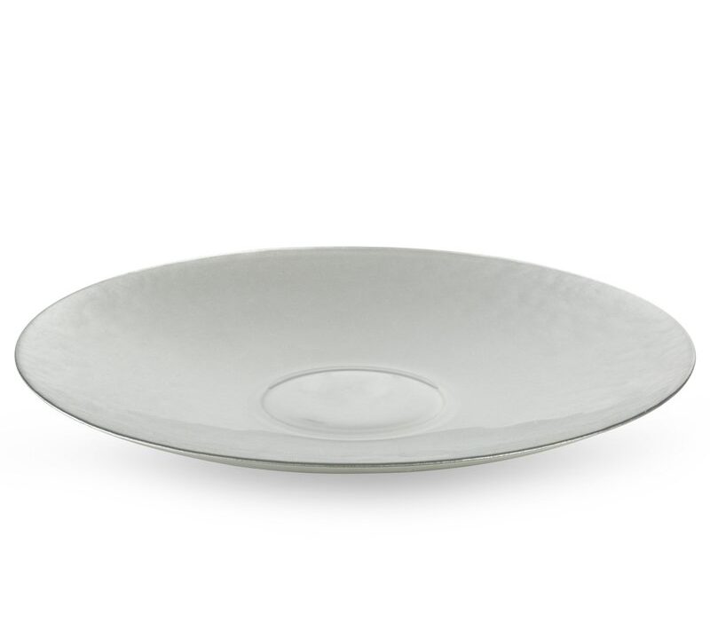 Patera szklana Kala srebrna fi 37 x 4 cm – do stylowych aranżacji