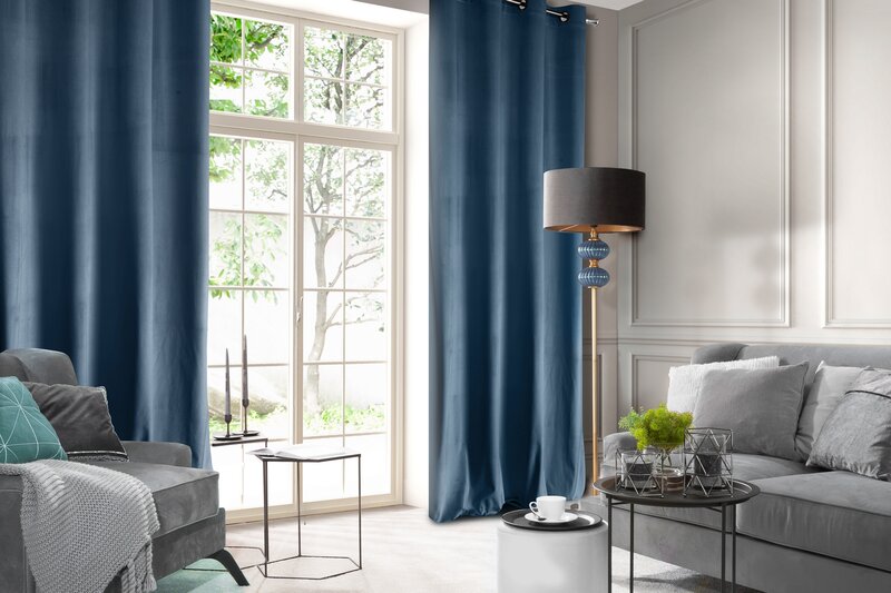 Zasłona gotowa D91 granatowa 140 x 250 cm – zaciemniająca i stylowa