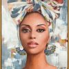 Obraz ręcznie malowany Portret Kobiety niebieski 60 X 100 cm – wprowadza artystyczny styl