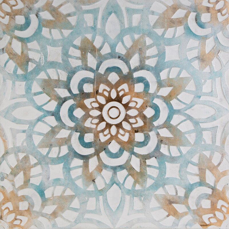 Obraz ręcznie malowany abstrakcyjny geometryczny niebieski 80 X 80 CM – wprowadza harmonię