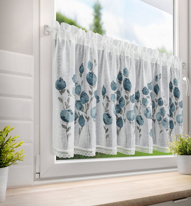 Firana gotowa Pola biała 150 X 60 cm – do kuchni i jadalni