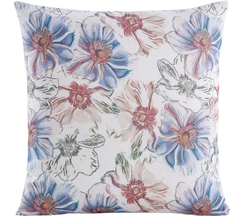Poszewka dekoracyjna Flore 7 niebieska 45 X 45 cm – łatwa w pielęgnacji