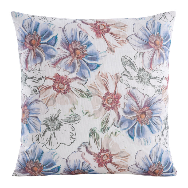 Poszewka dekoracyjna Flore 7 niebieska 45 X 45 cm – łatwa w pielęgnacji