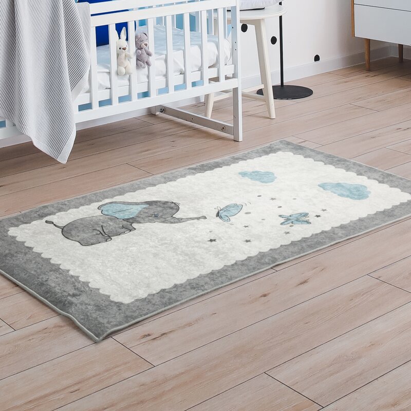 Dywanik z nadrukiem Baby1 popielaty 80 x 150 cm – miękki i bezpieczny