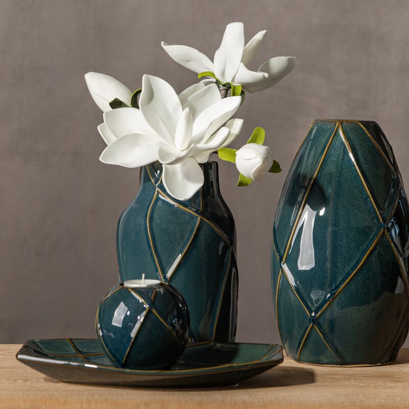 Wazon ceramiczny TEO turkusowy 12 x 20 cm – idealny na kwiaty
