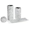 Wazon ceramiczny Miriam (02) srebrny 11 X 11 X 25 CM – z fakturą liści