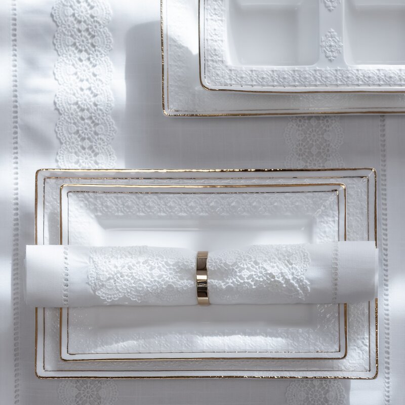Naczynie dekoracyjne Olivia białe 26 x 16 x 2 cm – stylowa baza dekoracji