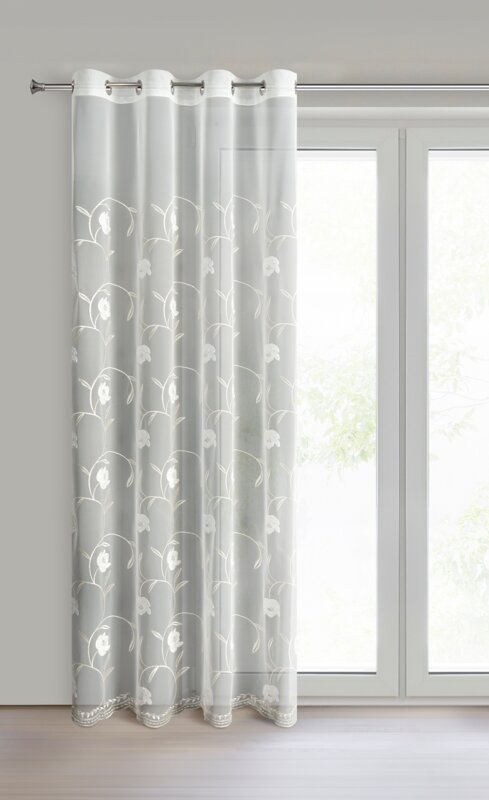 Firana gotowa AMIRI kremowa 140 X 250 CM – z delikatnym haftem