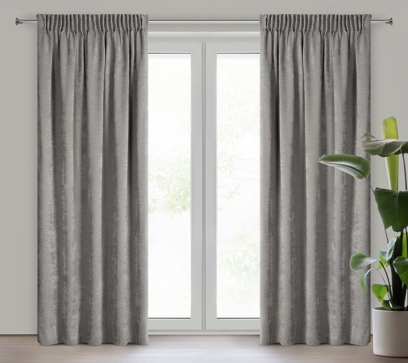 Zasłona gotowa szenil szara 140 x 270 cm – doda przytulności