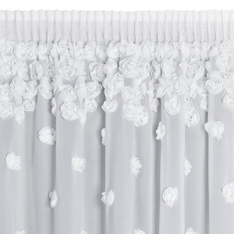 Firana gotowa Diana 3 biała 140 X 270 cm – z romantycznymi różami
