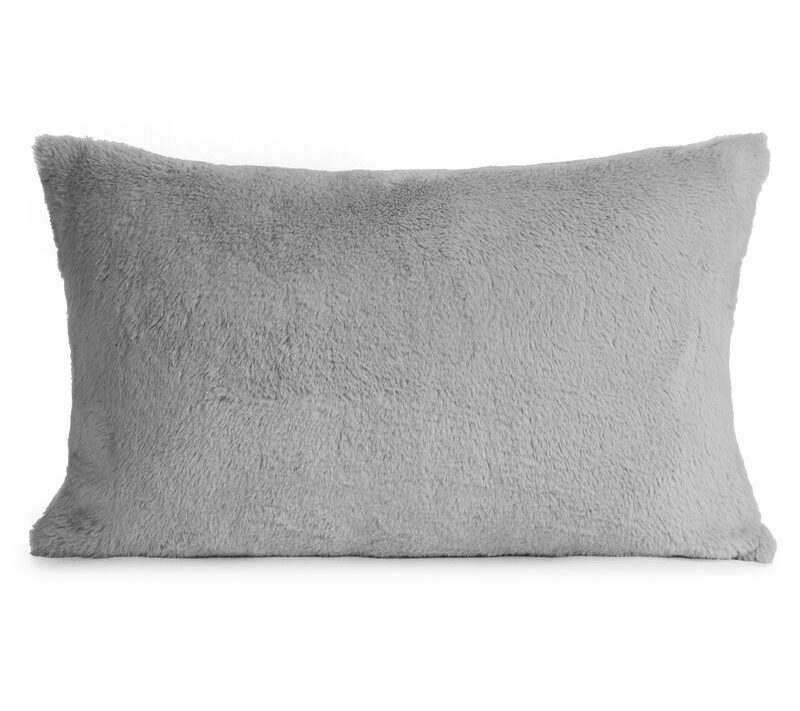 Poszewka futrzana Nina srebrna 30 x 50 cm – miękka i puszysta
