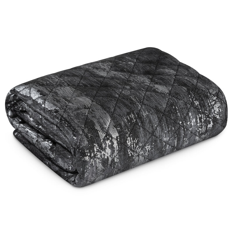 Narzuta welwetowa BLINK 3 czarna 220 x 240 cm – doda blasku sypialni